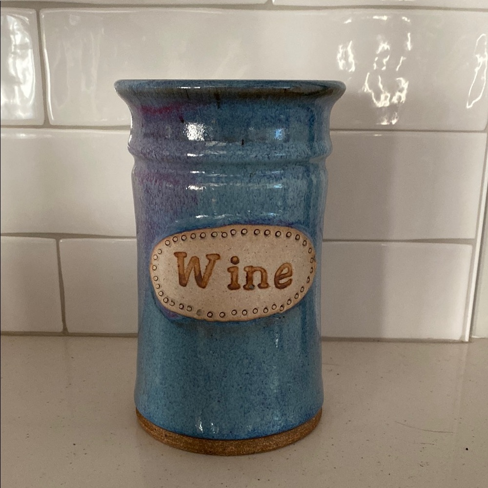 Ceramic Wine Cooler Handmade Pottery Blue Purple